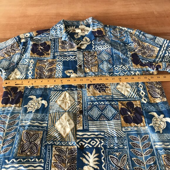 Blue Hawaii Hawaiian Shirt Men XL Blue Turtle Button Up Pocket Short Sleeve - Picture 7 of 11
